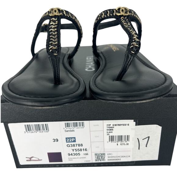 Chanel 2022 CC Logo Scooby Chain Thong Sandals - Picture 9 of 16